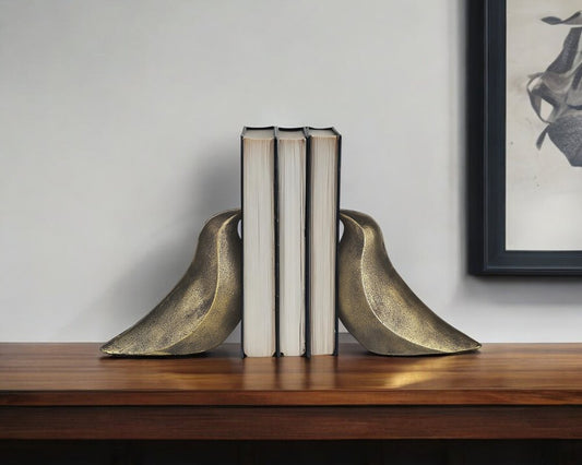 Set of Two 3" Gold Metal Bird Decorative Bookends