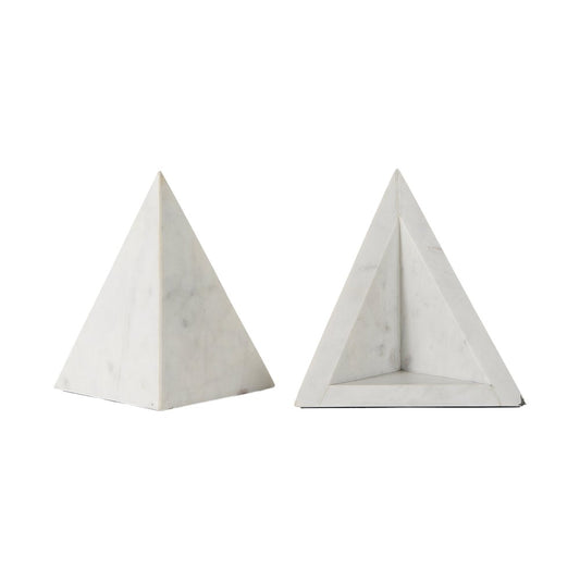 Set of Two White Marble Decorative Bookends