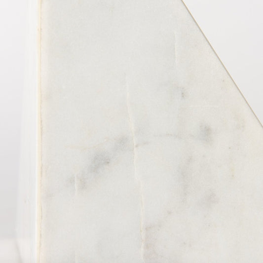Set of Two White Marble Decorative Bookends