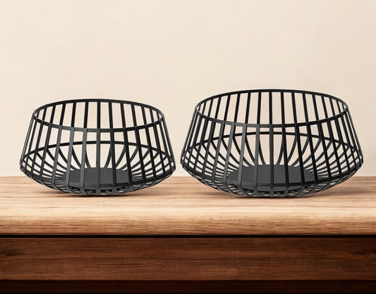 Set of Two Black Metal Decorative Bowl