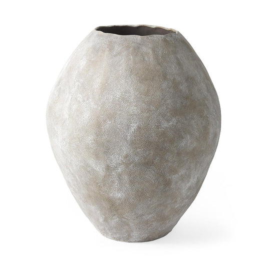 28" Tan Cylinder Ceramic Floor Vase