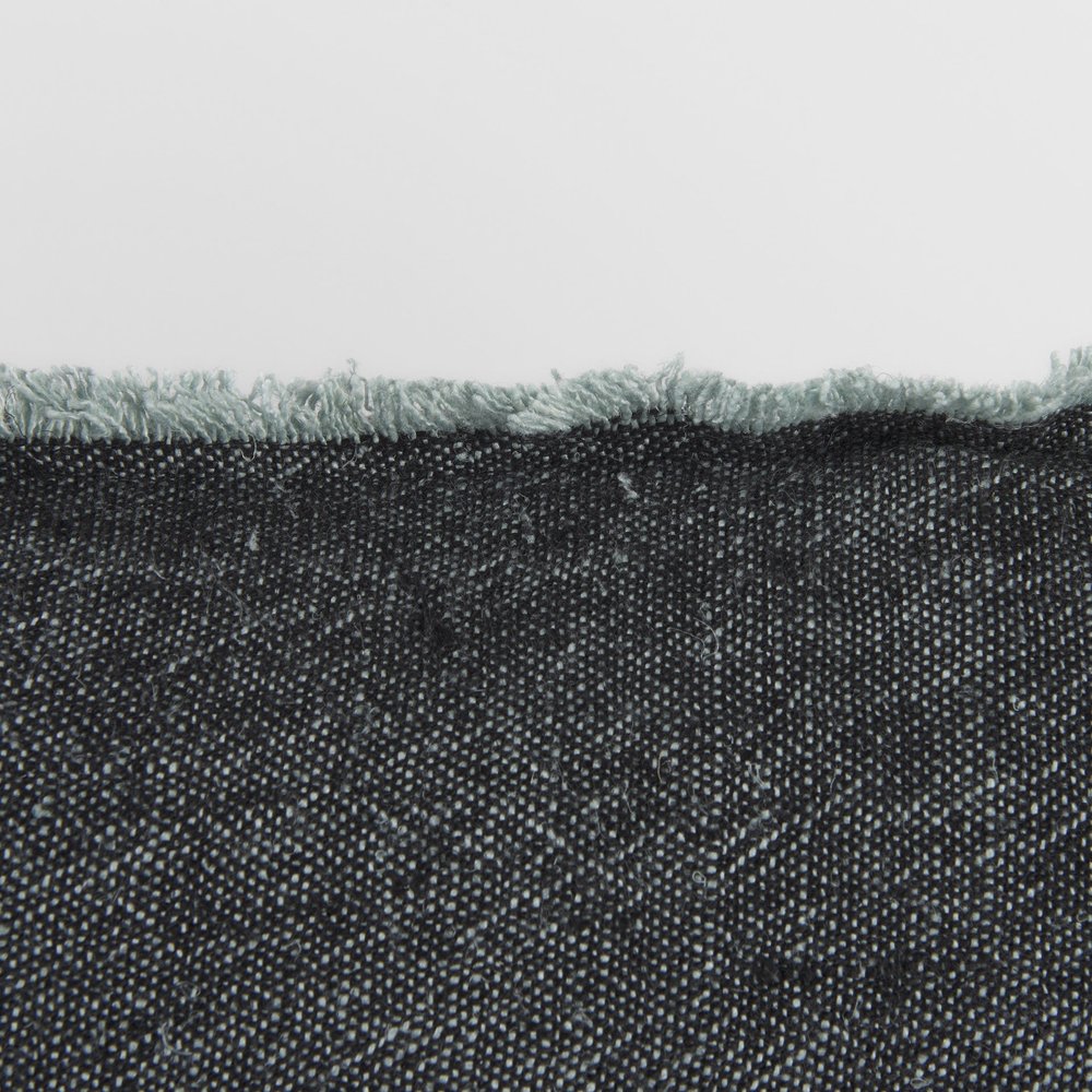 14" X 26" Black And Aqua Linen Throw Pillow Cover