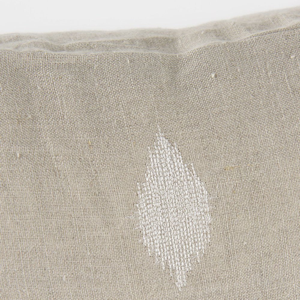 Beige And White Leaf Pattern Lumbar Pillow Cover