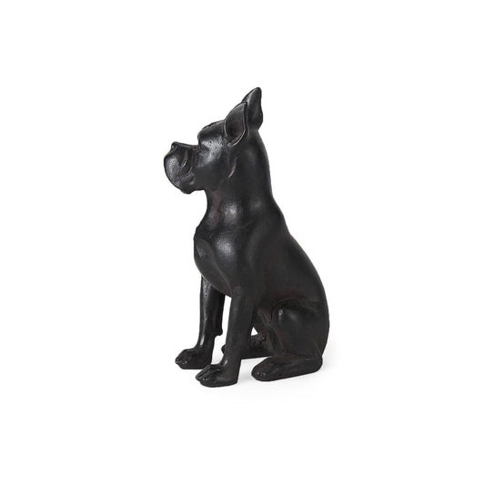 9" Black Resin Bull Dog Tabletop Sculpture