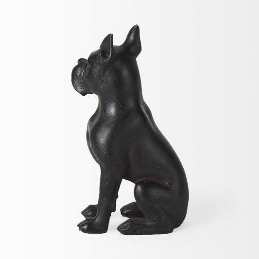 9" Black Resin Bull Dog Tabletop Sculpture