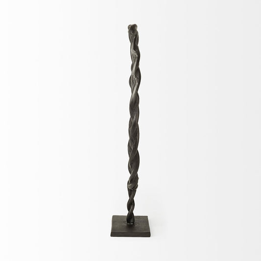 23" Black Metal Round Braided Tabletop Sculpture