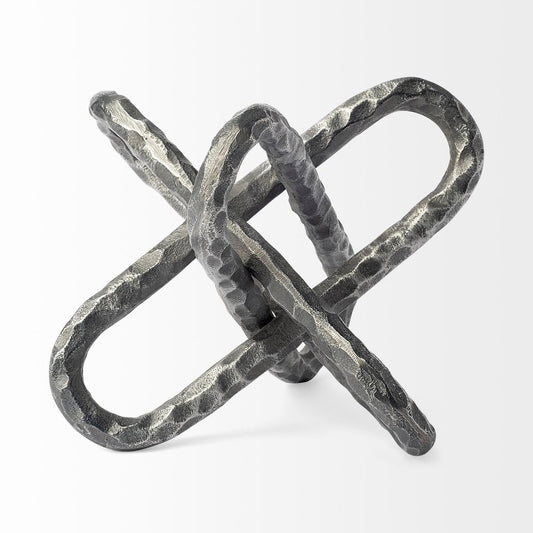 10" Antiqued Silver Metal Chain Link Tabletop Sculpture