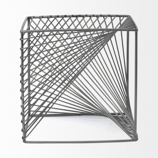 8" Silver Metal Cube Tabletop Sculpture