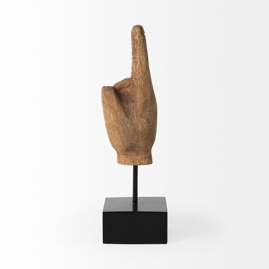 13" Brown Metal Hand Tabletop Sculpture