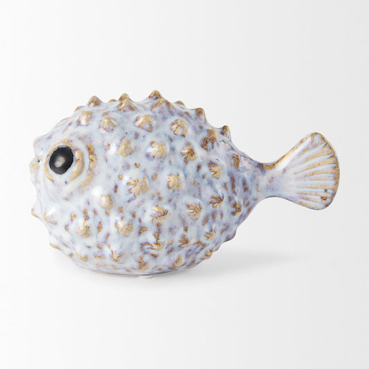 Petite Off White Puffer Fish Sculpture