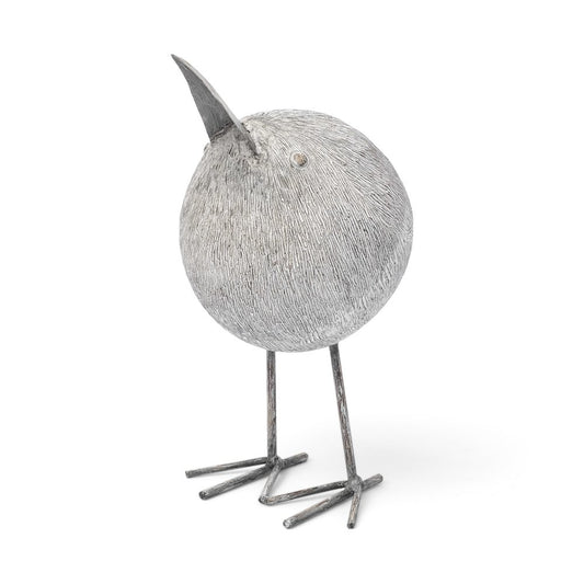 8" Off White Resin And Metal Snipe Bird Tabletop Sculpture