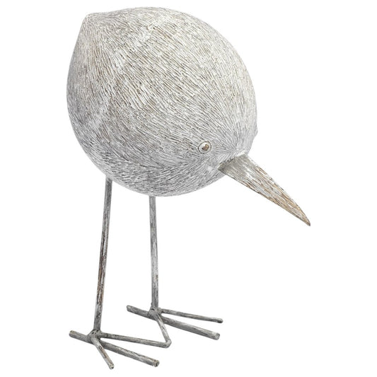 7" Off White Resin And Metal Snipe Bird Tabletop Sculpture
