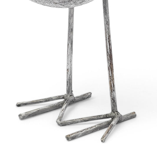 7" Off White Resin And Metal Snipe Bird Tabletop Sculpture