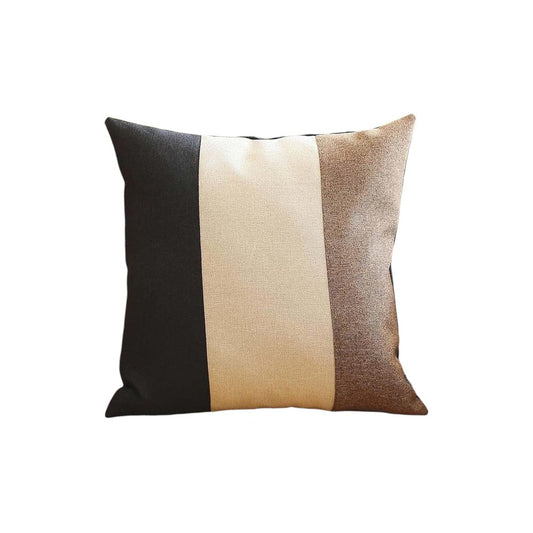 Set of Four 18" Black Ivory And Brown Fabric Throw Pillow Covers