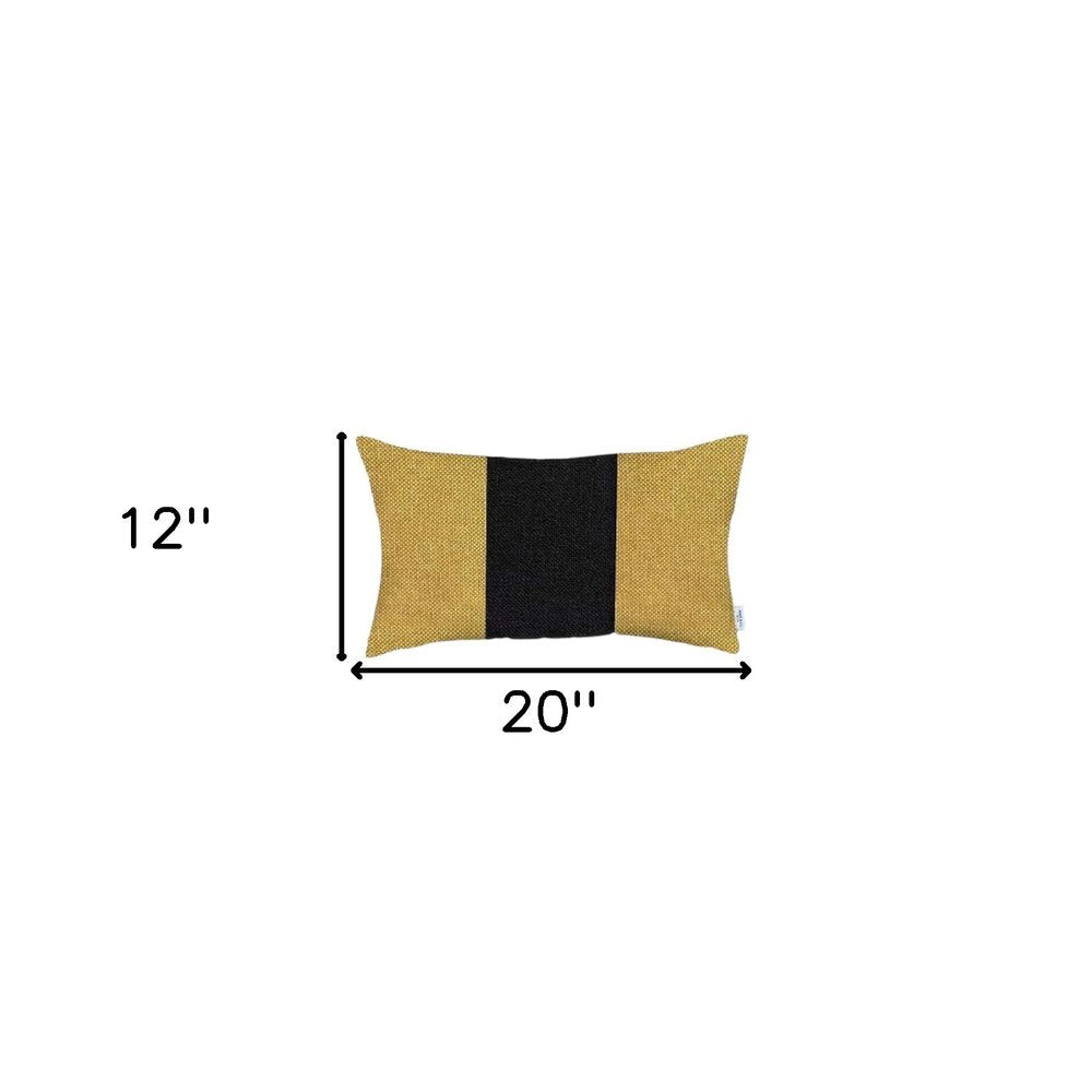 Set Of 4 Yellow And Black Lumbar Pillow Covers
