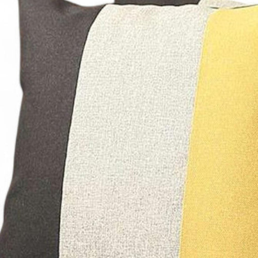 Set of Two 18" Gray Black And Yellow Fabric Throw Pillow Covers
