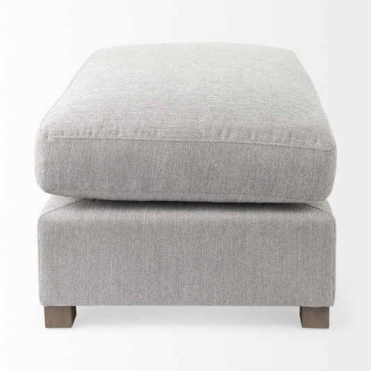 26" Light Gray Fabric and Brown Cocktail Ottoman
