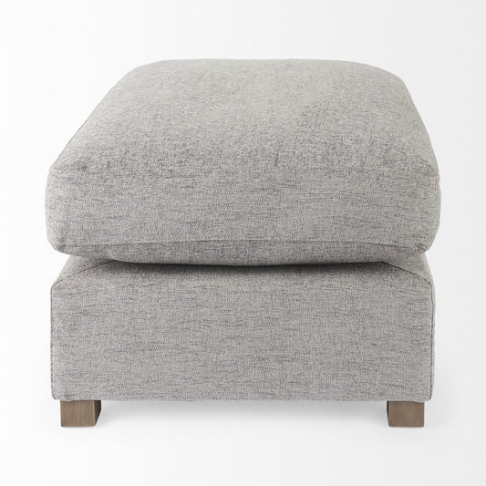 26" Gray Fabric and Brown Cocktail Ottoman