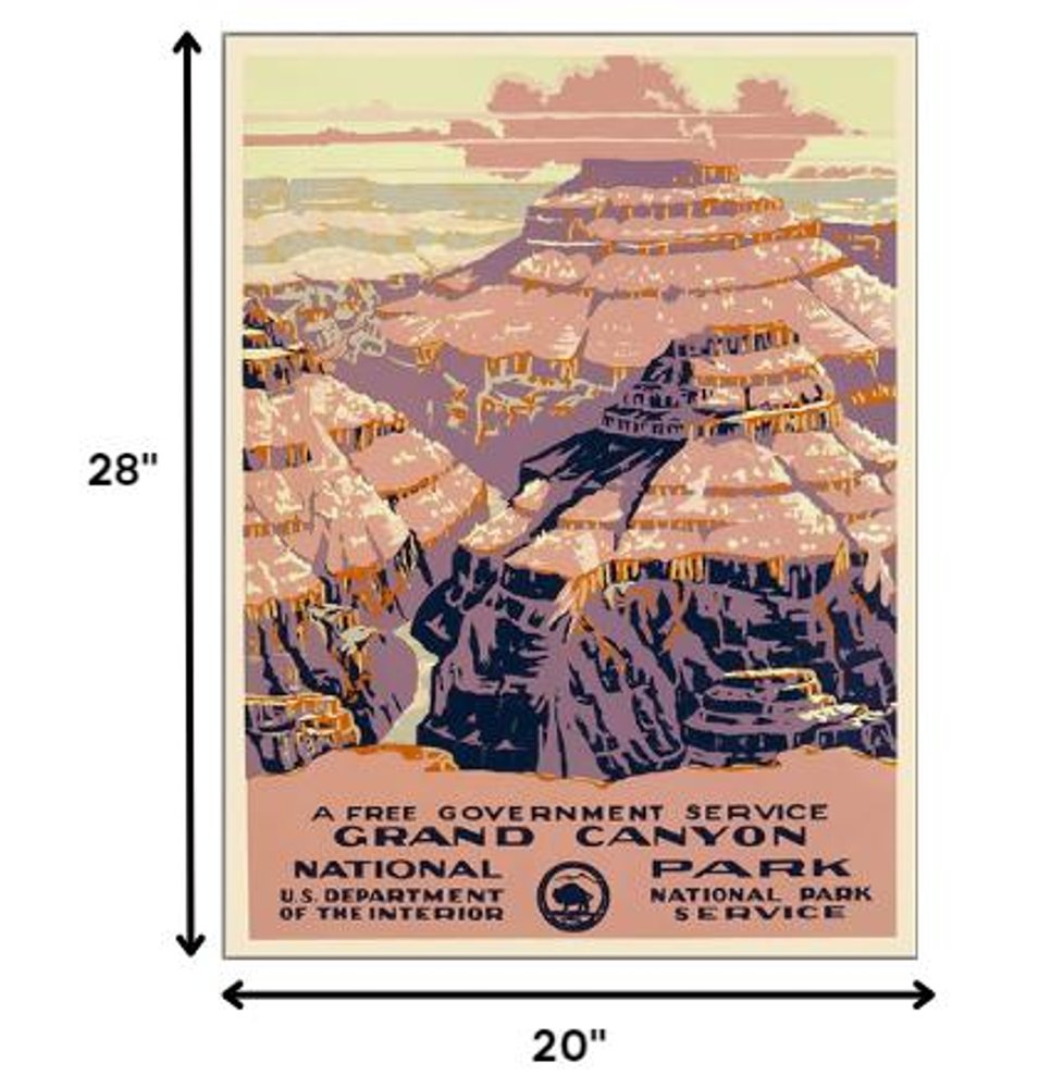 24" X 32" Grand Canyon C1938 Vintage Travel Poster Wall Art