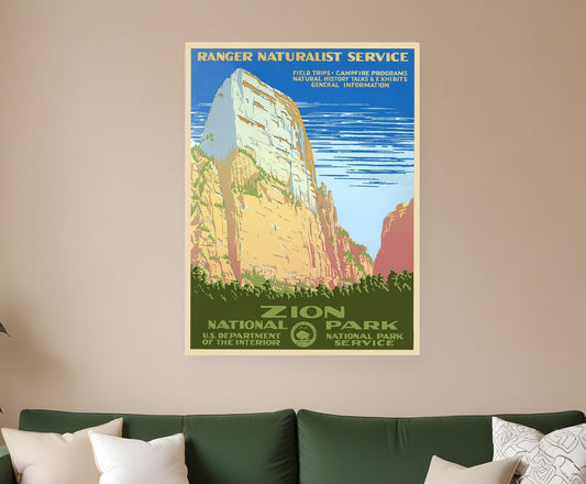 24" x 32" Zion National Park c1938 Vintage Travel Poster Wall Art