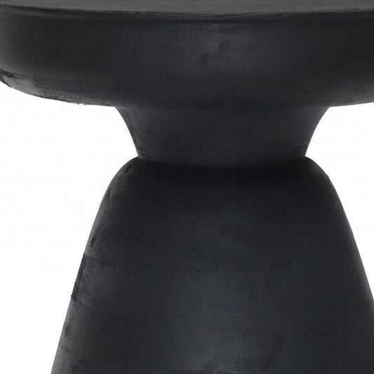 18" Black Solid Wood Round Pedestal End Table