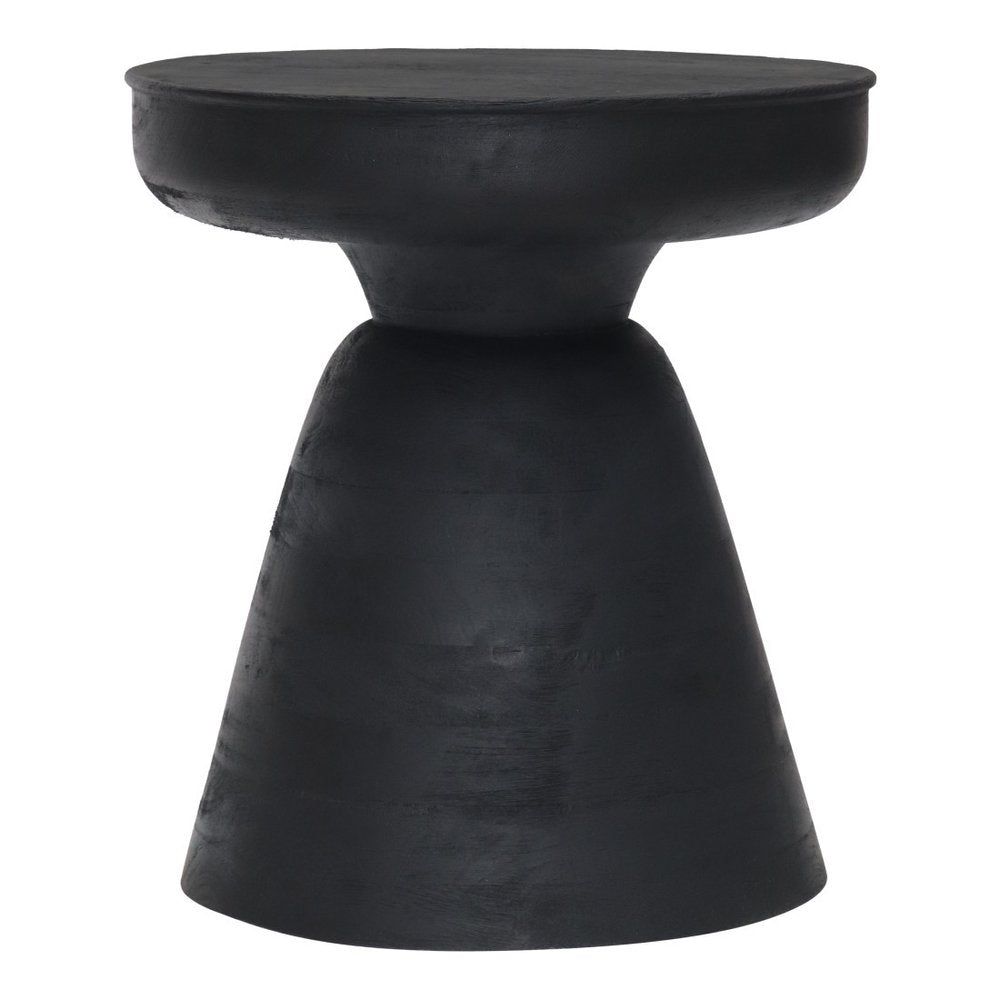 18" Black Solid Wood Round Pedestal End Table