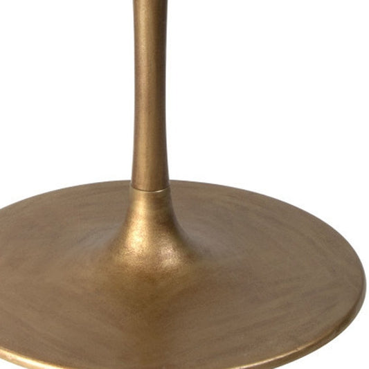 47" White and Gold Marble and Steel Pedestal Base Round Top Dining Table