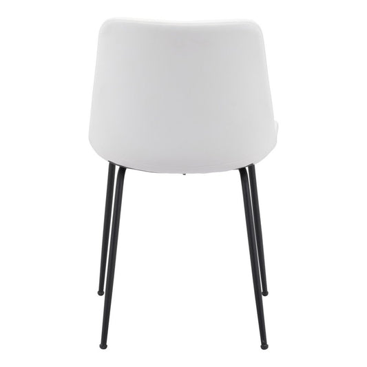 Set of Two White And Black Upholstered Faux Leather Dining Side Chairs