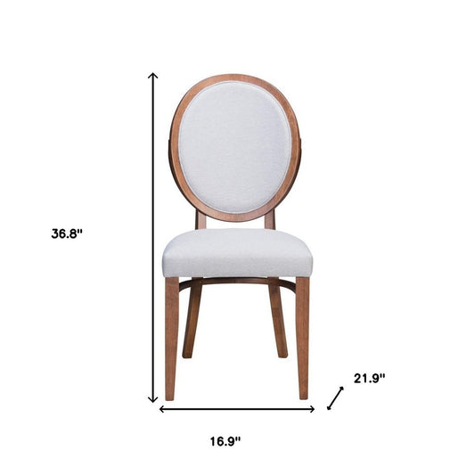 Set of Two Gray And Brown Upholstered Fabric King Louis Back Dining Side Chairs