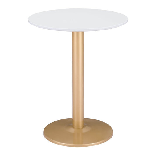 24" Gold And White Round End Table