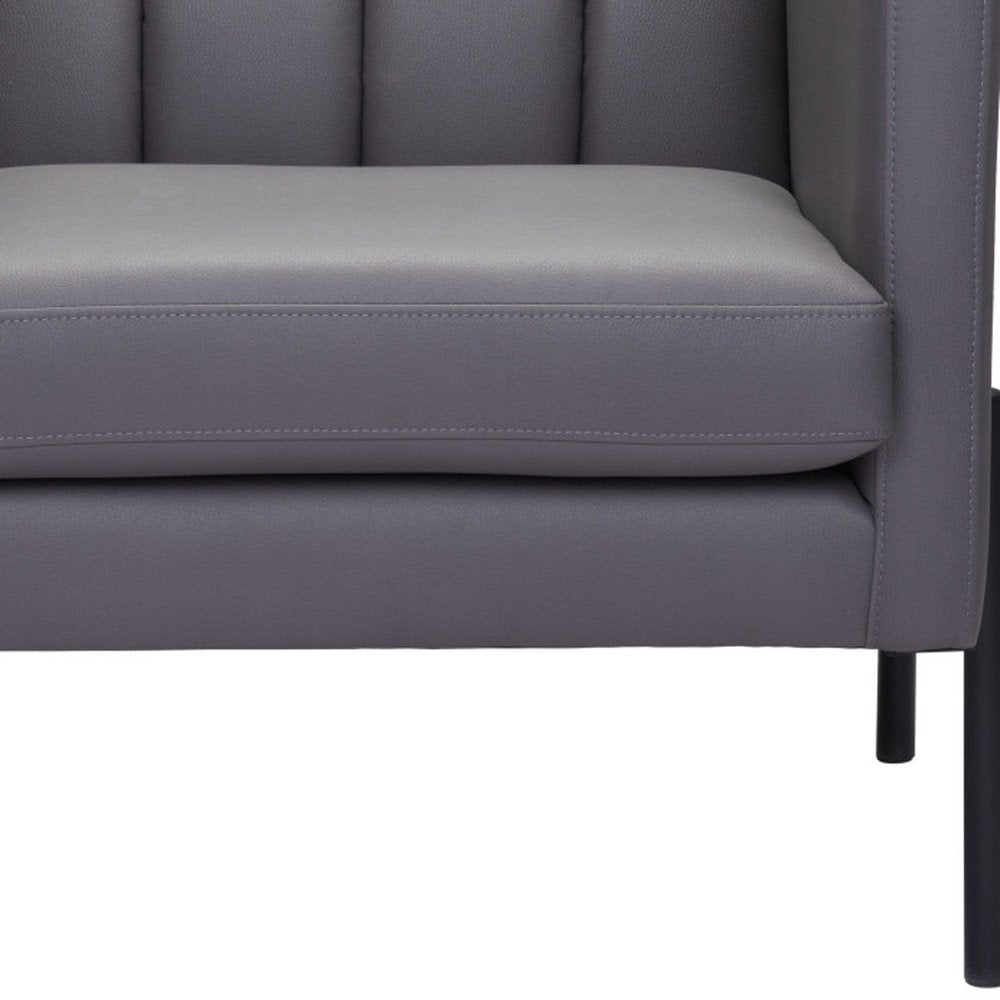 28" Light Gray And Black Faux Leather And Faux Leather Club Chair