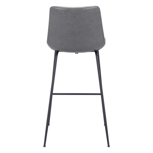 31" Gray And Black Steel Low Back Bar Height Bar Chair