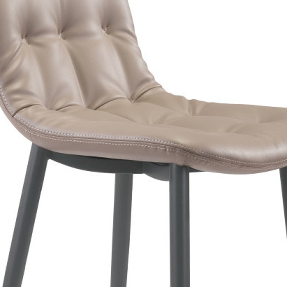 Set of Two 30" Taupe And Black Steel Low Back Bar Height Bar Chairs