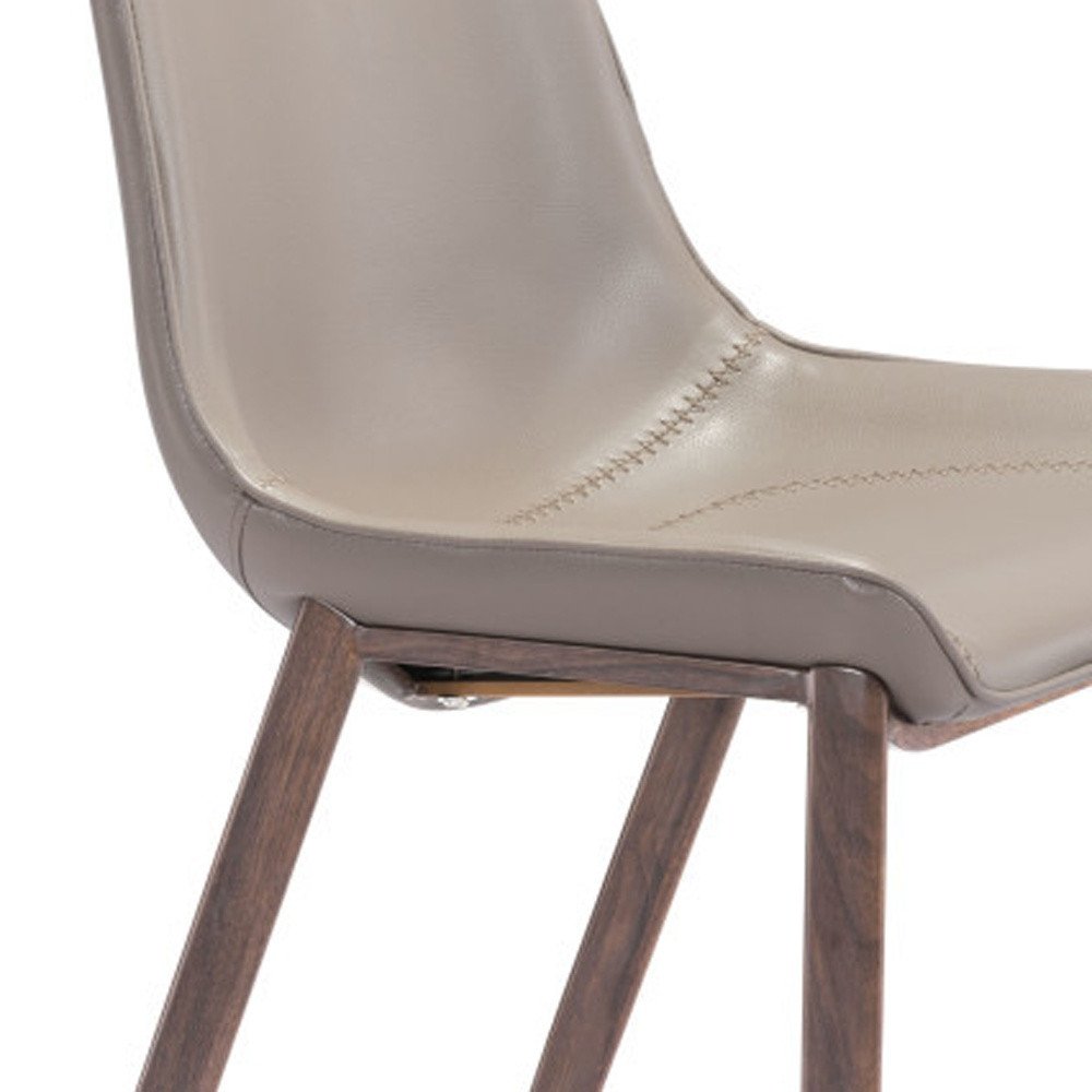 Set of Two 30" Gray And Brown Steel Low Back Bar Height Bar Chairs