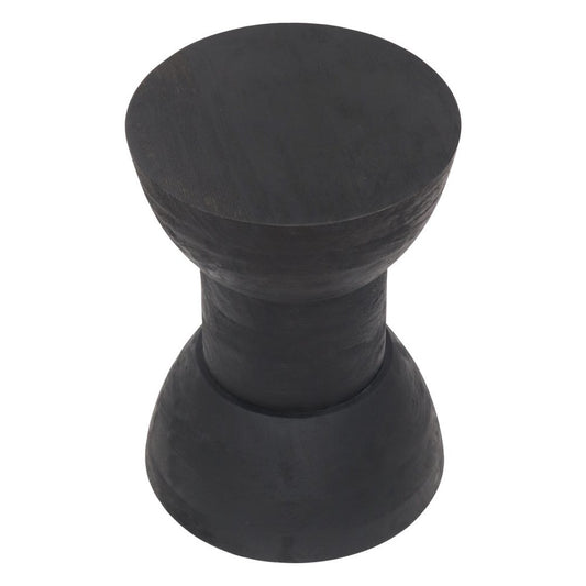 19" Black Solid Wood Backless Bar Chair