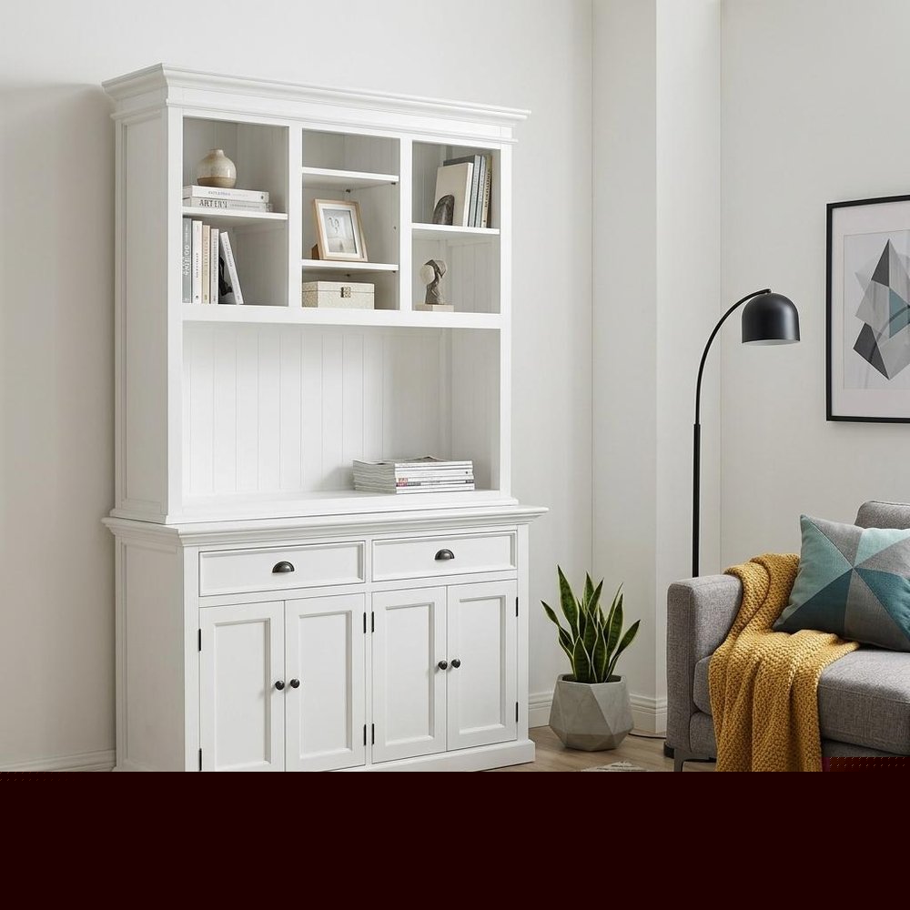White Solid Wood Adjustable Two Tier Bookcase