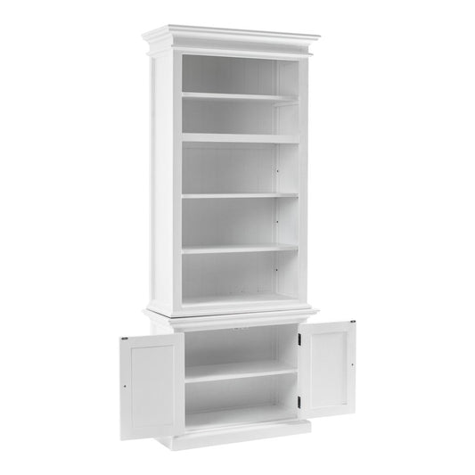 White Solid Wood Adjustable Four Tier Bookcase