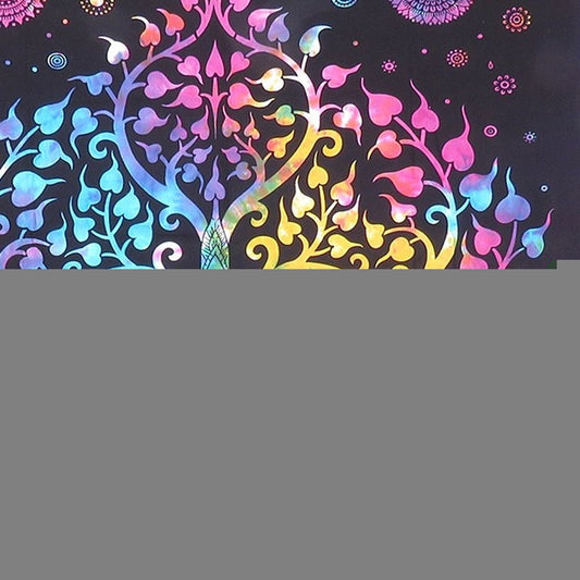 80" X 56" Black Pink And Yellow Elephant Mandala Cotton Hanging Tapestry