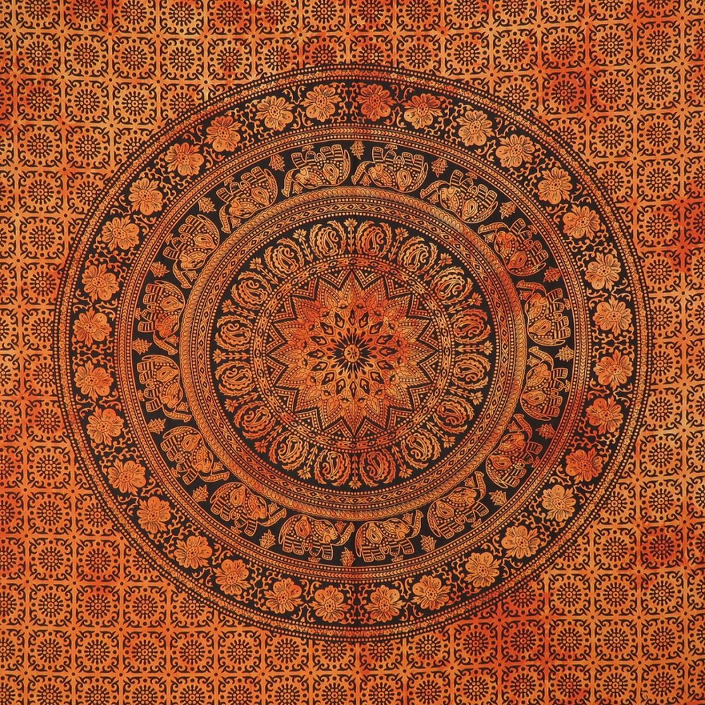 Orange and Black Floral Cotton