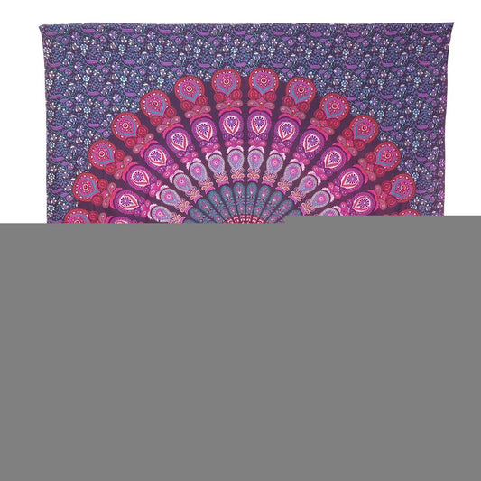 92" X 84" Pink Red And Purple Mandala Cotton Hanging Tapestry
