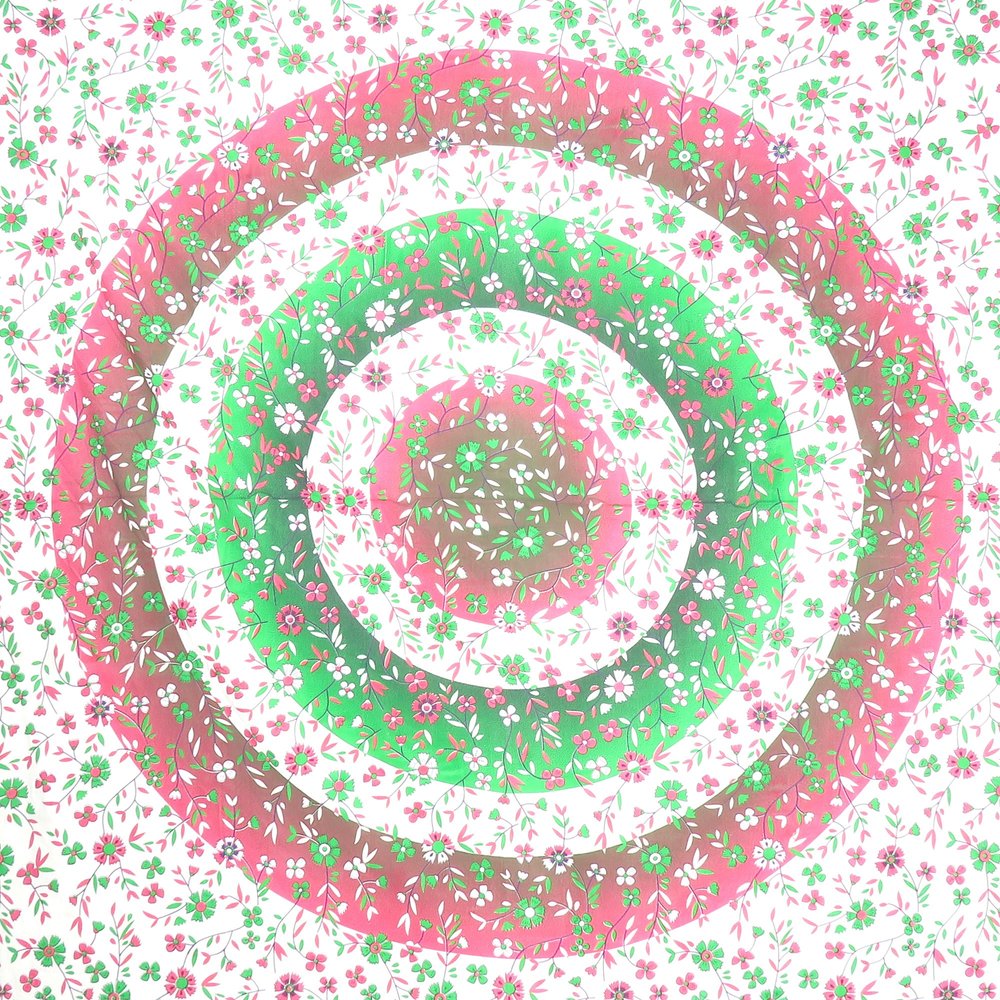 88" X 84" Green Red And White Floral Cotton Hanging Tapestry