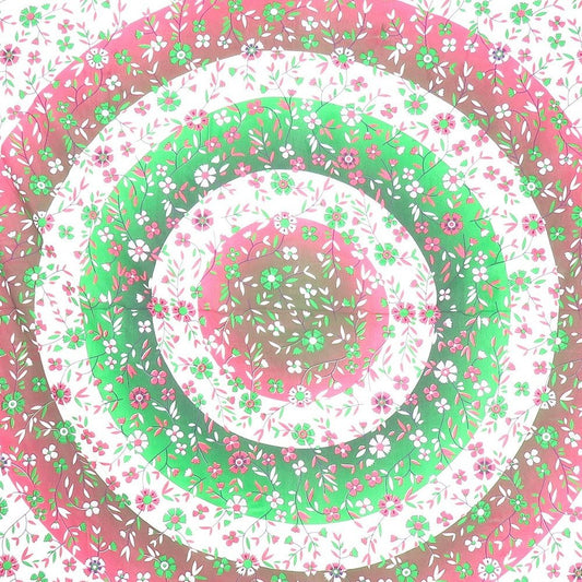 88" X 84" Green Red And White Floral Cotton Hanging Tapestry