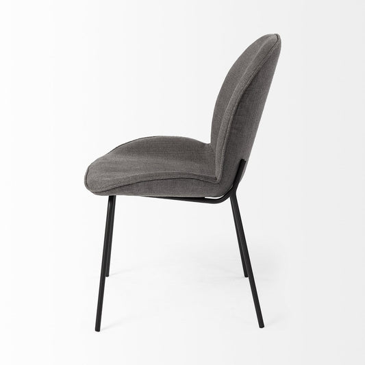 Set of Two Gray and Black Fabric Dining Side Chairs