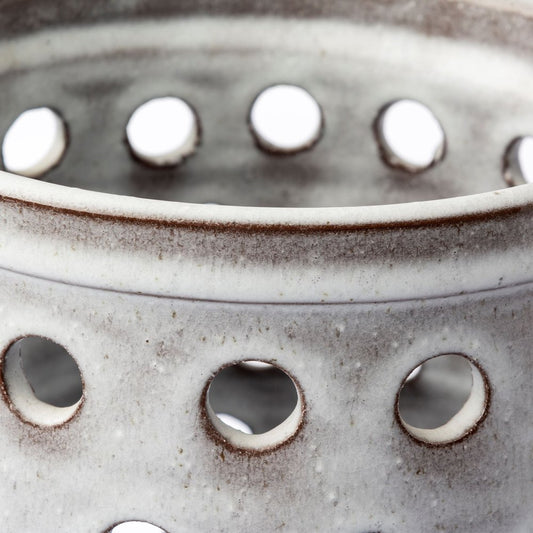 19" White Polka Dots Ceramic Cylinder Table Vase