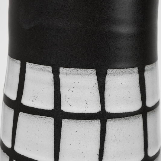 24" Black And White Abstract Cylinder Ceramic Table Vase