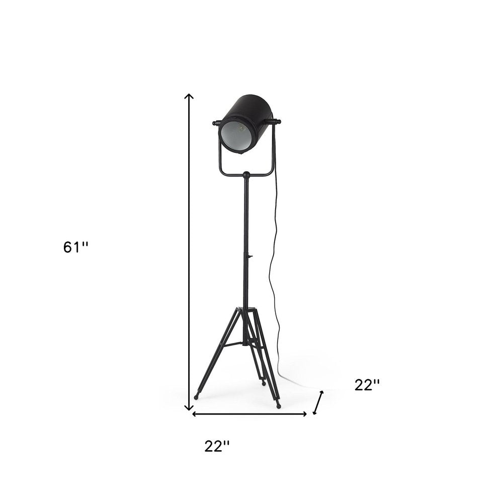 61" Black LED Floor Lamp With Black Metal Shade