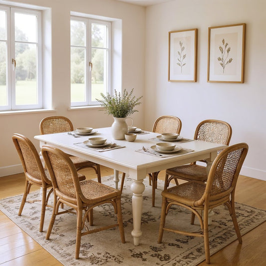 94" White Solid Wood Dining Table