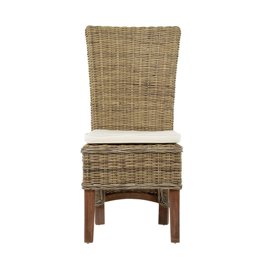 Set of Two Cream and Natural Dining Parsons Chairs