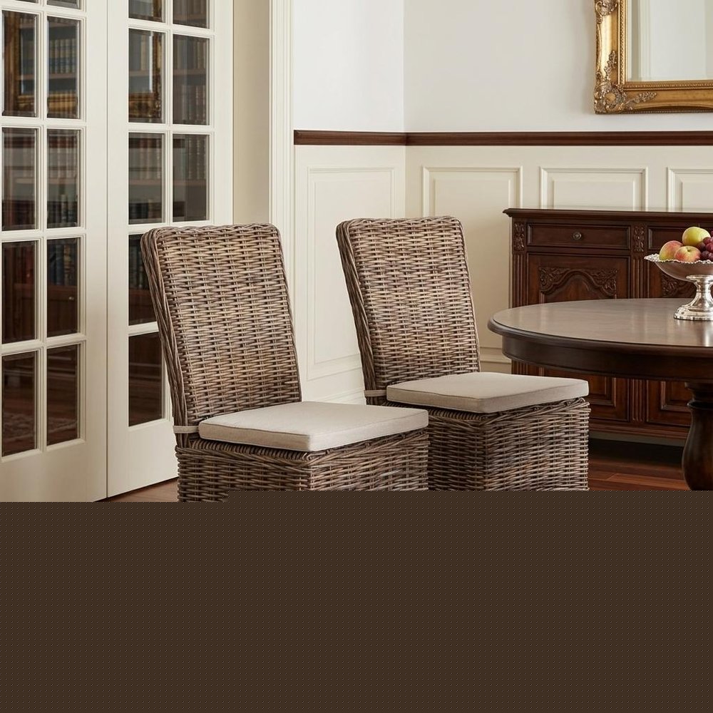 Set of Two Cream and Brown Dining Parsons Chairs