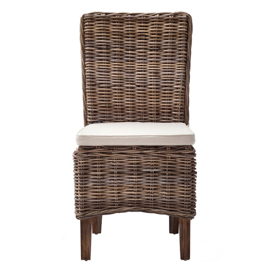 Set of Two Cream and Brown Dining Parsons Chairs